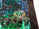 Velvet 4 Way Stretch Shiny Reversible Sequins Fabric Iridescent Green/Black On Black Velvet By Yard