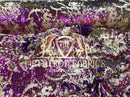 Velvet 4 Way Stretch Shiny Reversible Sequins Fabric Iridescent Purple/Purple On Velvet By Yard
