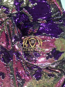 Sequins Fabric Iridescent Purple Flip Up 2 Way Stretch Shiny Reversible,Nightgowns-Prom By Yard