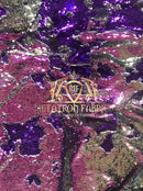 Sequins Fabric Iridescent Purple Flip Up 2 Way Stretch Shiny Reversible,Nightgowns-Prom By Yard