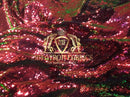 Sequins Fabric Iridescent Red-Green Flip Up 2 Way Stretch Shiny Reversible,Nightgowns-Prom By Yard