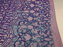 Iridescent Lilac Sequin - 4 Way Stretch Embroidered Royalty Sequins Fancy Design Fabric By Yard
