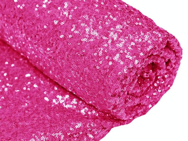 Mini Glitz Sequins - Fuchsia Pink - Stretch Shiny Sequins Mesh Fabric Sold By The Yard