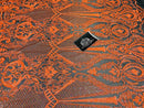 4 Way Stretch Fabric - Neon Orange - Fancy Pattern Design Sequins Fashion Fabric Mesh By Yard