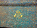 Paisley Sequin Fabric - Irridescent Aqua - Line Pattern 4 Way Stretch Elegant Fabric By The Yard