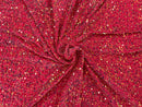 Velvet Stretch Sequins - Clear Sequin on Fuschia - Sequins 2 Way Stretch Velvet Fabric 58/60”