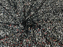 Velvet Stretch Sequins - Silver Sequins on Black 2 Way Stretch Velvet Fabric 58/60”