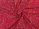 Velvet Stretch Sequins - Clear Sequin on Fuschia - Sequins 2 Way Stretch Velvet Fabric 58/60”