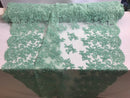 Mint Beaded Bridal Lace, Sold By The Yard Embroidered Floral Wedding Beaded Fabric with Sequin