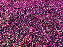 Velvet Stretch Sequins - Multicolor Sequins on Black 2 Way Stretch Velvet Fabric 58/60”