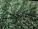 Velvet Stretch Sequins - Green on Black - Sequins 2 Way Stretch Velvet Fabric 58/60”