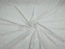 Velvet Stretch Sequins - Clear Sequins on OffWhite 2 Way Stretch Velvet Fabric 58/60”