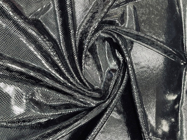Snake Stretch Velvet - Charcoal - 58/60" Stretch Velvet Fabric with Snake Print By Yard