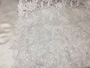 Guipure Lace Fabric - White - Embroidered Bridal Wedding Dress Design Fabrics Sold By The Yard