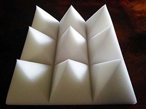 Acoustic Pyramid White 4"X 24"X 24" (12 Pack) Studio Foam Soundproof Acoustical Foam Panels Sound