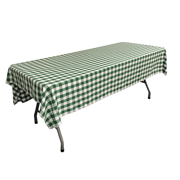 60" Rectangular Checkered Tablecloth (Green/White) Linen Checkered Tablecloth