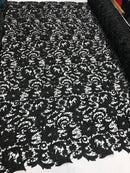 Guipure Lace Fabric Black - Embroidered Floral Bridal Lace Guipure Wedding Dress Sold By The Yard