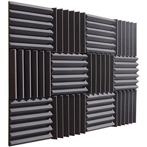 Acoustics - 2"x12"x12" - Charcoal Acoustic Wedge Foam Absorption Soundproofing Tiles (12 Pack)