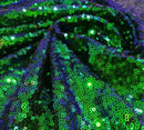 Mini Glitz Sequins - Jade Blue / Green -  Stretch Shiny Sequins Mesh Fabric Sold By The Yard