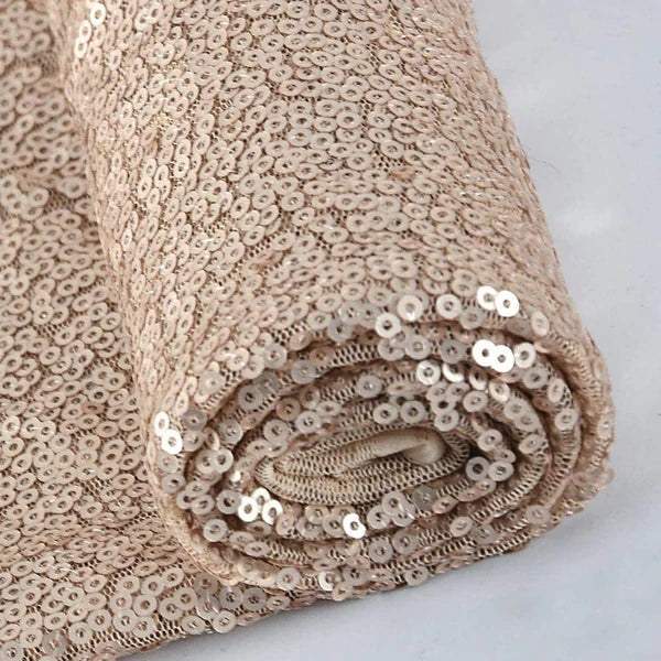 Mini Glitz Sequins - Matte Champagne - Stretch Shiny Sequins Mesh Fabric Sold By The Yard
