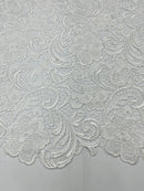 Guipure Lace Fabric - White - Floral Bridal Lace Guipure By Yard