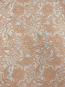 Guipure Lace Fabric - Peach - Floral Bridal Lace Guipure By Yard