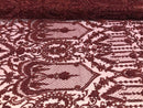 Burgundy Beaded Fabric Embroidered On A Mesh Lace Fancy Dress Fabric Sold By The Yard