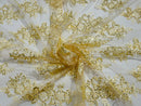 Banana Lace Sequins Fabric - by the yard - Corded Flower Embroidery Design Mesh Lace Fabric