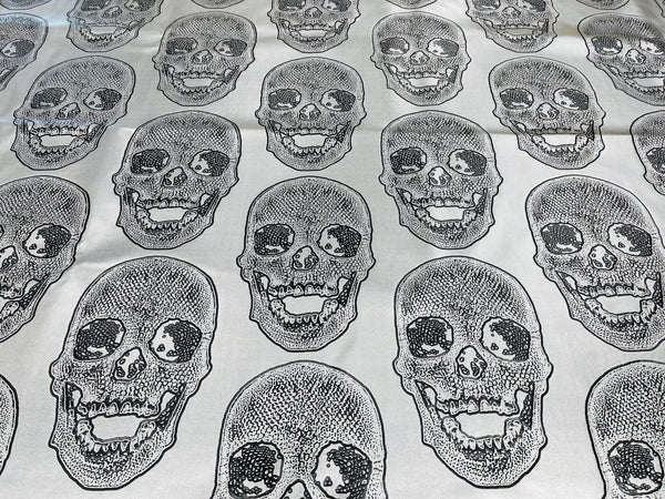 Big Skull Vinyl Fabric - Silver - Upholstery Faux Leather 54” Wide By Yard
