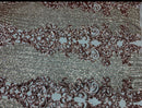 Rose Gold Sequin Fabric, 4 Way Stretch on a Nude Mesh By Yard