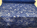 Beaded Lace Fabric - Royal Blue -  Embroidery on Mesh For Bridal Wedding Fancy Dress By The Yard