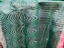 Mint Sequin Fabric By The Yard - Geometric Damask Designs Spandex
