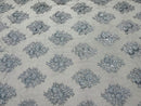Floral Lace Fabric - Gray on Black Mesh - Flower Cluster Embroidery Design With Sequins on a Mesh