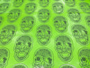 Big Skull Vinyl Fabric - Lime Green - Upholstery Faux Leather 54” Wide By Yard