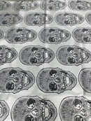 Big Skull Vinyl Fabric - Silver - Upholstery Faux Leather 54” Wide By Yard