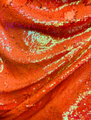 Iridescent Orange Flip Up Sequins Reversible - Mermaid Sequins Fabric By Yard