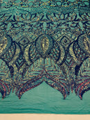 Lavender Iridescent - 4 Way Stretch Embroidered Royalty Sequins Design Fabric By Yard