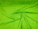 Lime Green Sequin Fabric on Stretch Velvet - by the yard - Sequins 2 Way Stretch  58/60”