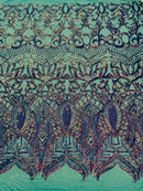 Lavender Iridescent - 4 Way Stretch Embroidered Royalty Sequins Design Fabric By Yard