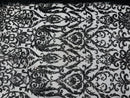 Black Sequin Fabric On a Mesh 4 Way Stretch Damask Design By The Yard