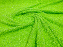 Lime Green Sequin Fabric on Stretch Velvet - by the yard - Sequins 2 Way Stretch  58/60”