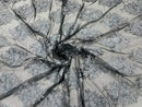 Floral Lace Fabric - Gray on Black Mesh - Flower Cluster Embroidery Design With Sequins on a Mesh