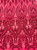 Damask Sequins Fabric - 4 Way Stretch Big Damask Sequins Fabric - Pick Color - 25 Yard Roll