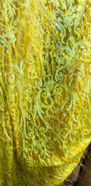 Yellow iridescent Luxury Feather Sequins - 4 Way Stretch Glamorous Fringe Feather Sequins Fabric