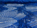 Royal Blue Fringe Sequins - Dangle 4 Way Stretch Fancy Sequins Fabric Sold By The Yard