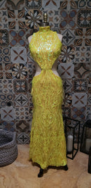 Yellow iridescent Luxury Feather Sequins - 4 Way Stretch Glamorous Fringe Feather Sequins Fabric