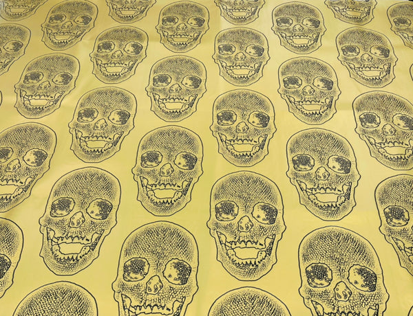 Big Skull Vinyl Fabric - Gold - Upholstery Faux Leather 54” Wide By Yard