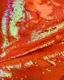 Iridescent Orange Flip Up Sequins Reversible - Mermaid Sequins Fabric By Yard