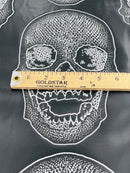 Big Skull Vinyl Fabric - Black - Upholstery Faux Leather 54” Wide By Yard