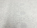 White Sequin Fabric - by the yard - On Mesh 4 Way Stretch, Damask Design Sequins